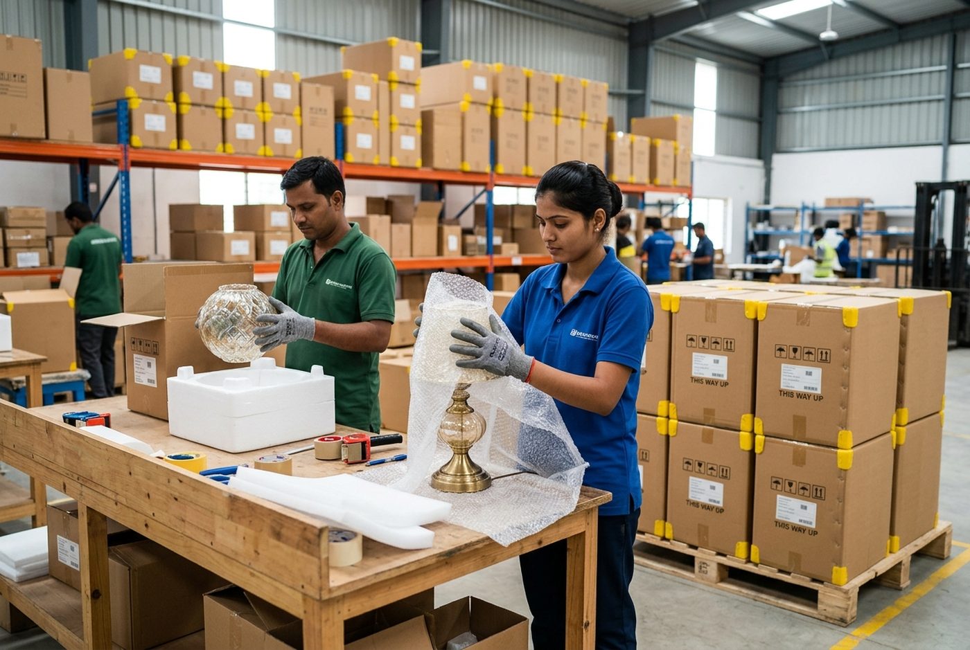 Export packaging for lighting products from India
