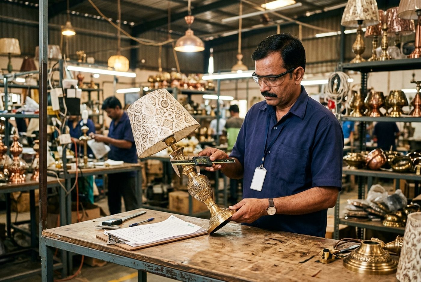 Quality inspection of lighting products at an Indian factory